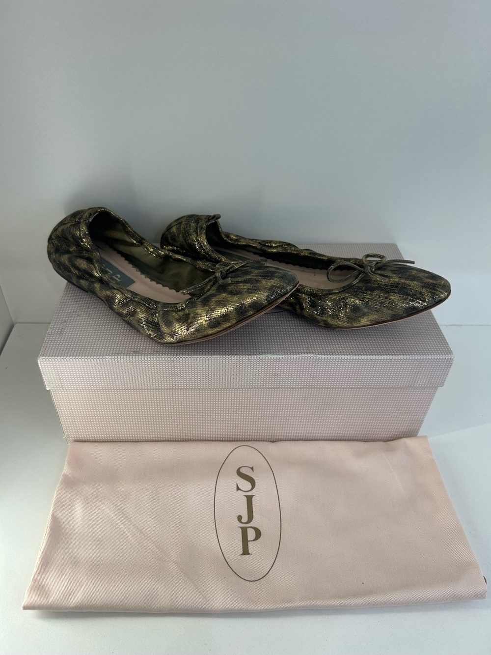 JP Gelsey Gold Leopard 37.5 Flats